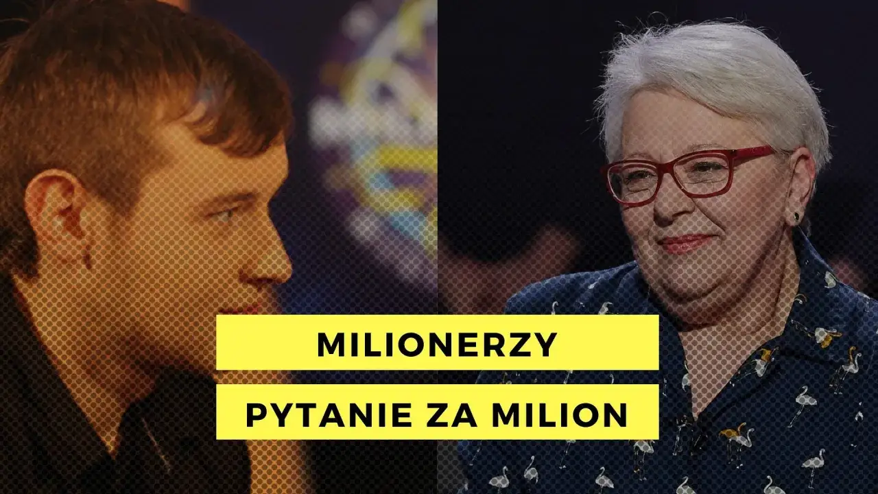 Młody mężczyzna i uśmiechnięta kobieta w okularach, obok napisy