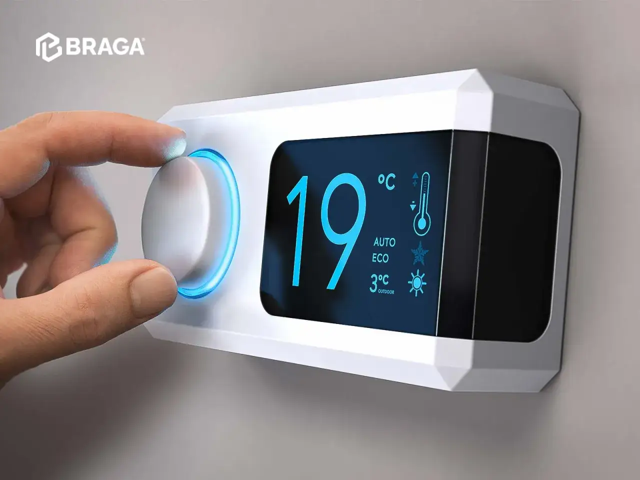 Regola la temperatura con il termostato wireless Braga. Scopri come funziona per un comfort ottimale.