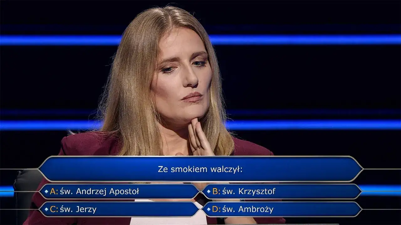 Kobieta zastanawia się nad pytaniem za milion: