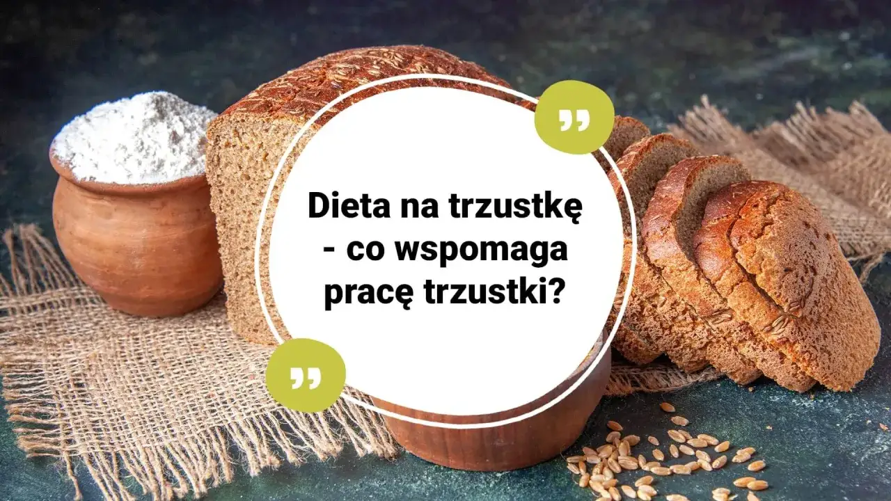 Chleb pełnoziarnisty i mąka w glinianym naczyniu. Tekst: 