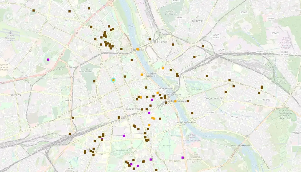 Mapa punktów testów antygenowych Warszawa