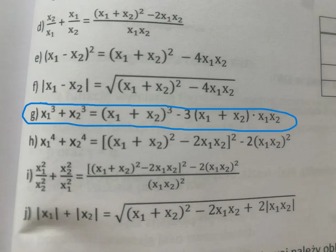 Wzory Viète'a: x₁³ + x₂³ = (x₁ + x₂)³ - 3(x₁ + x₂)x₁x₂.
