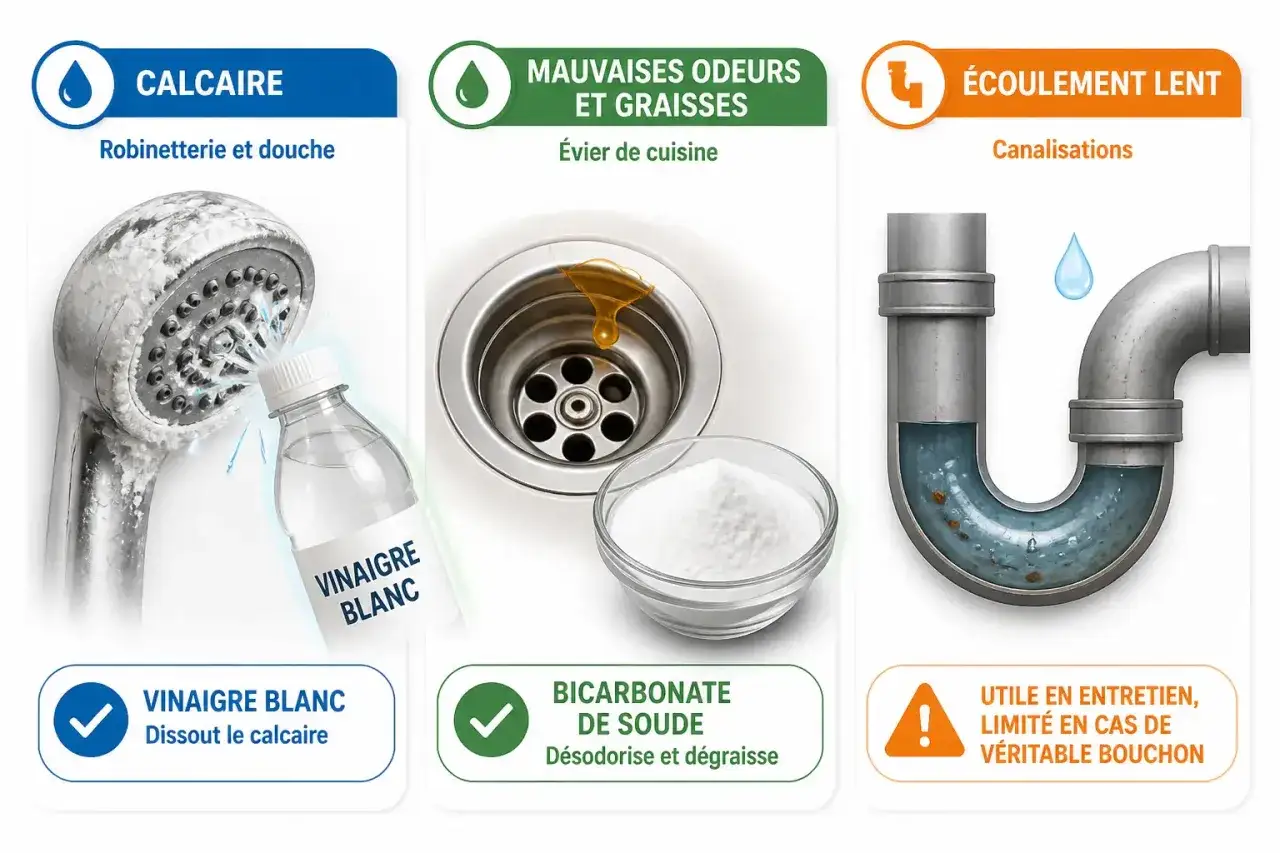 Le bicarbonate de soude est un déboucheur canalisation maison efficace pour désodoriser et dégraisser les éviers.