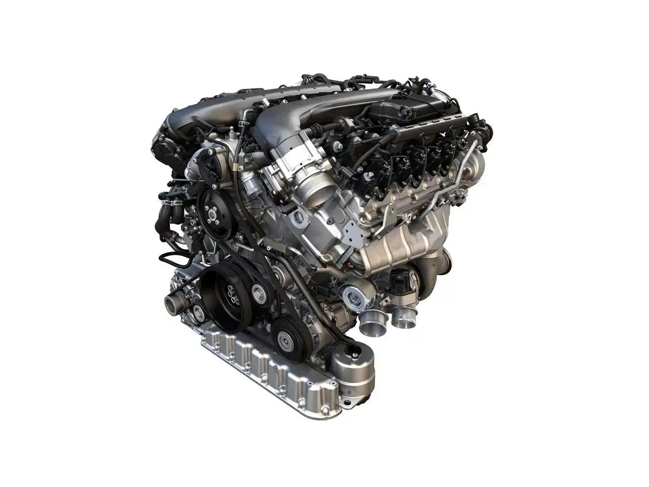 Silnik W12 Volkswagen, potężna jednostka napędowa z turbosprężarkami, gotowa do montażu.