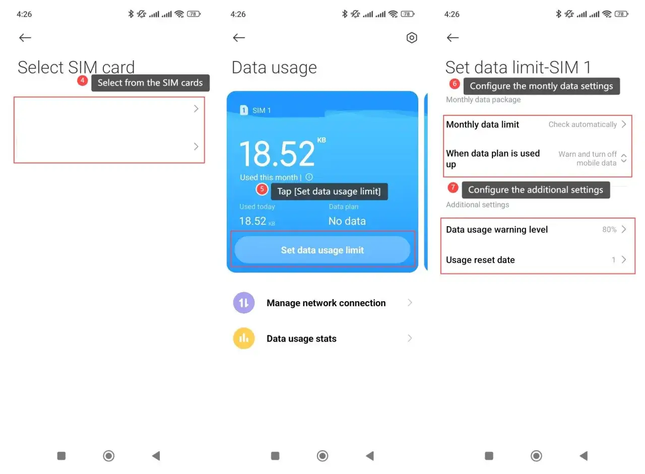 Zarządzaj limitem danych, aby kontrolować, co pobiera najwięcej internetu w telefonie. Ustaw ostrzeżenia i limity.