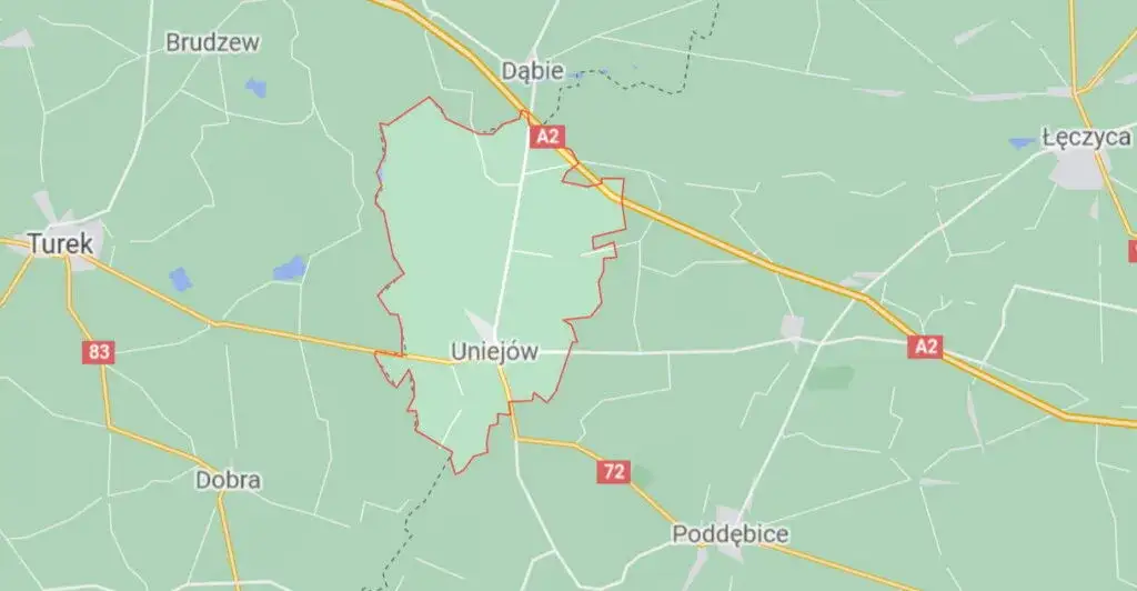 Mapa Uniejowa lokalizacja w Polsce