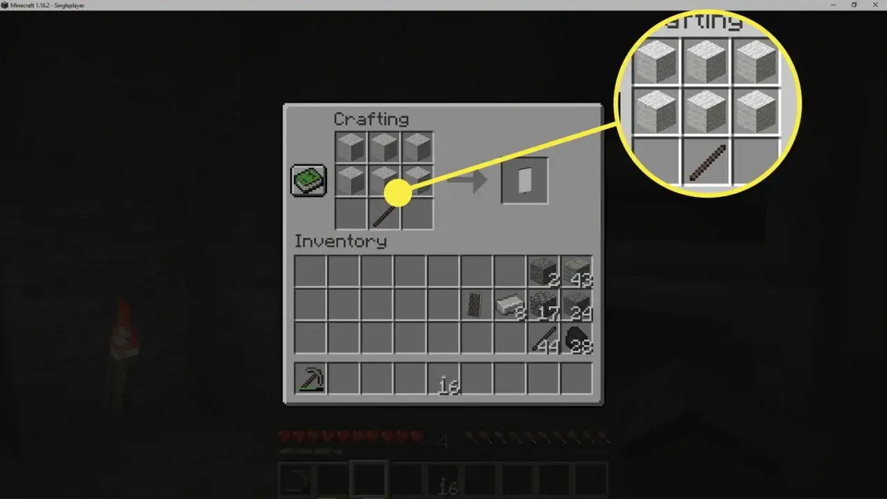 Jak zrobic tarcze w mc: 6 bloków kamienia i 1 patyk w crafting table.