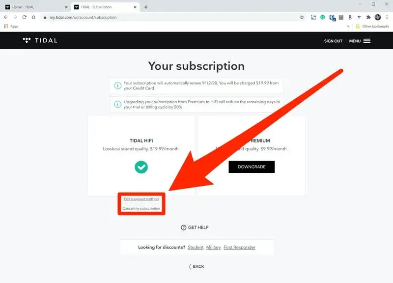 Tidal anulowanie subskrypcji strona internetowa
