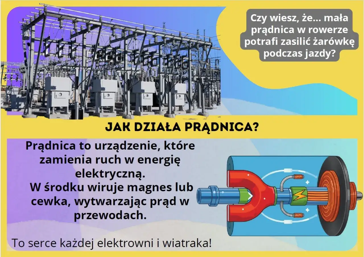 Jak wytworzyć prąd z magnesu? Prądnica zamienia ruch w energię elektryczną, wirując magnes lub cewkę. To serce elektrowni i wiatraka!