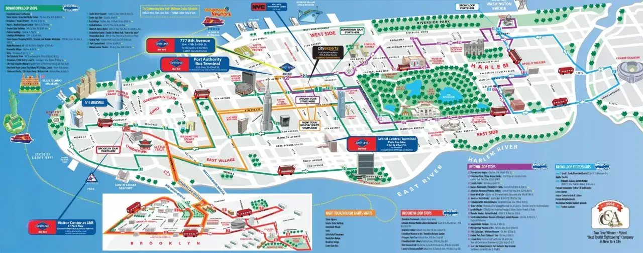 Mappa Central Park con attrazioni principali