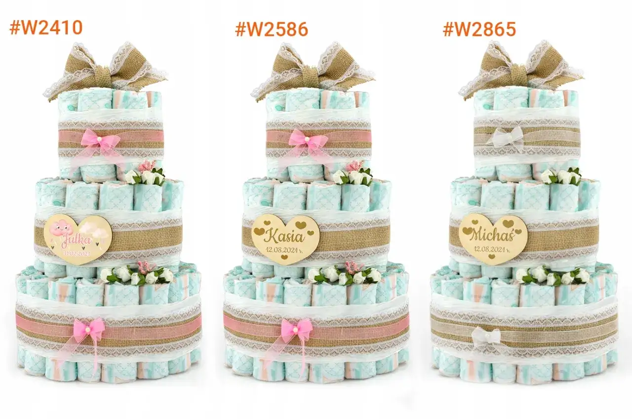 tort z pampersów styl boho glamour