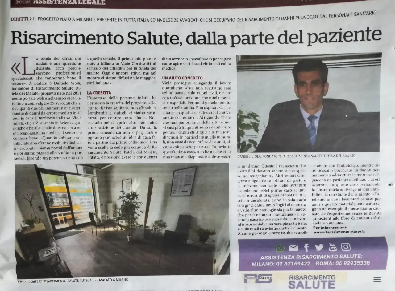 Daniele Viola, fondatore di Risarcimento Salute, parla di come il suo progetto tutela i pazienti da errori medici. Il suo lavoro si occupa di risarcimento danni.