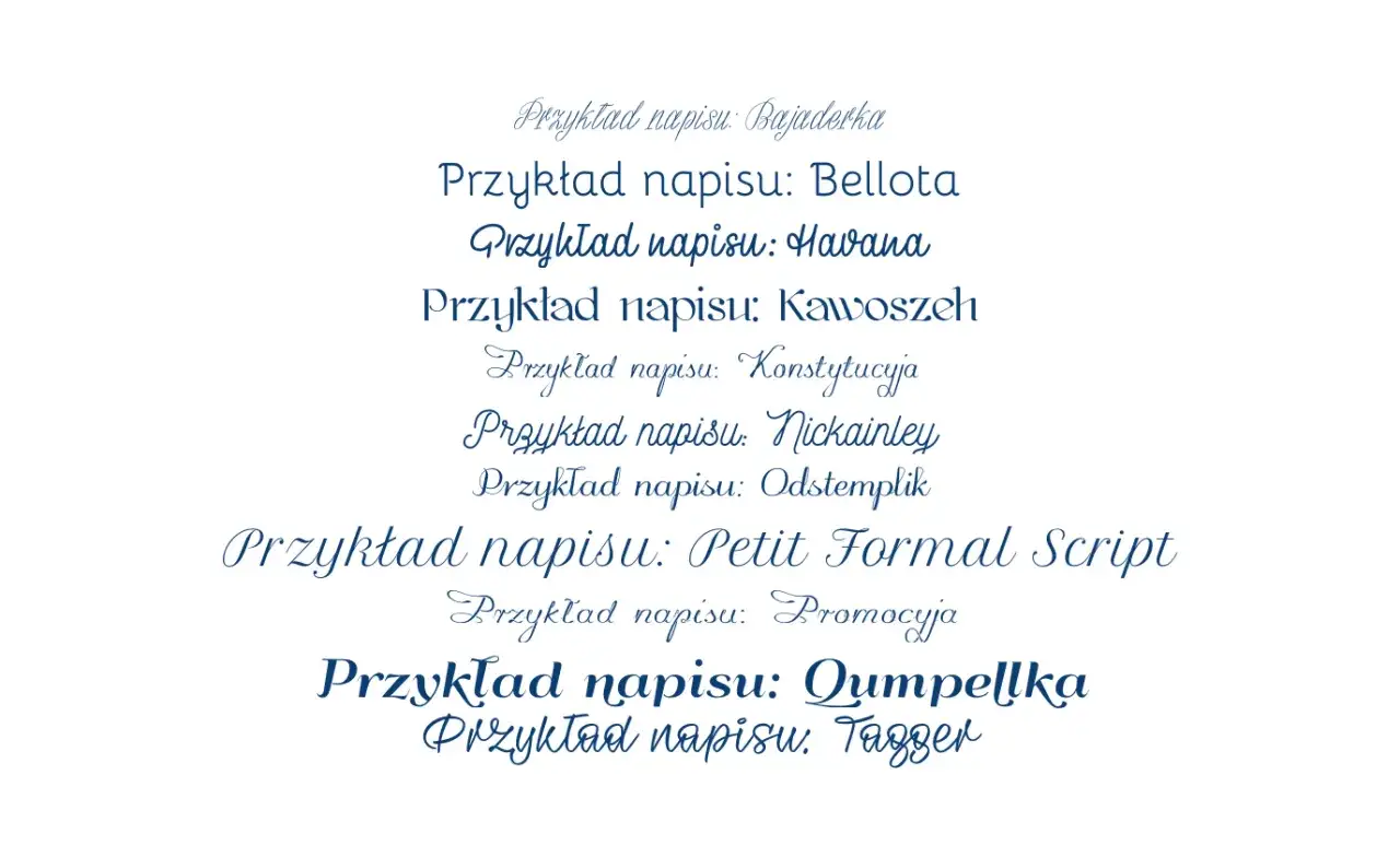 Przykłady napisów z polskimi znakami w różnych stylach, idealne do Word. Znajdź najładniejsze czcionki z polskimi znakami.