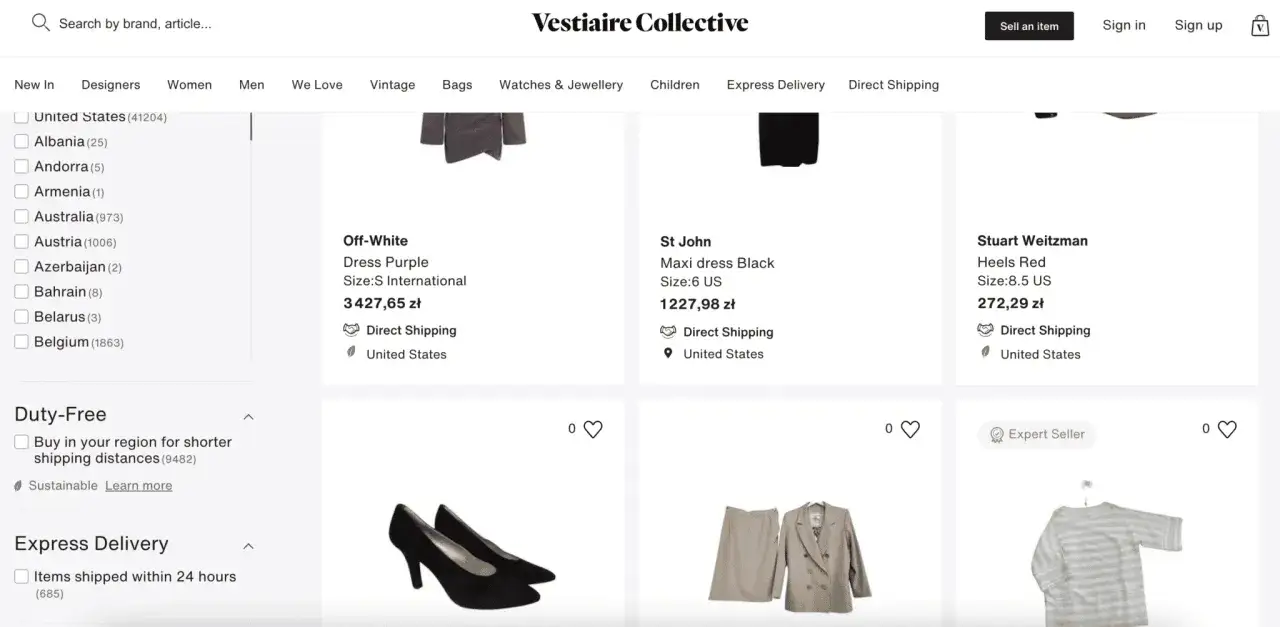 Szukasz miejsca, gdzie można oddać ubrania za pieniądze? Vestiaire Collective oferuje sprzedaż używanej odzieży.