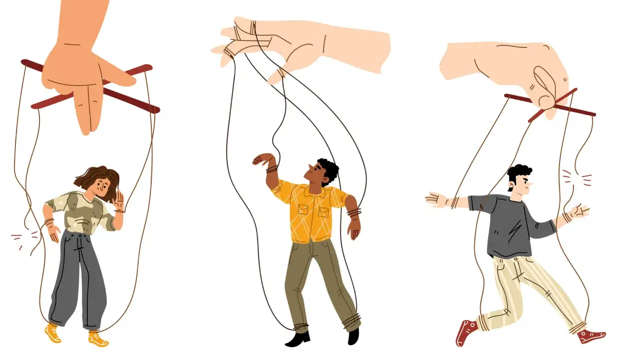 Mani che controllano marionette umane. Un amore psicopatico che manipola le vite altrui, trasformandole in burattini senza volontà.