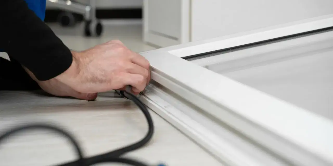 Main tenant enlever silicone sur pvc d'une fen&ecirc;tre.