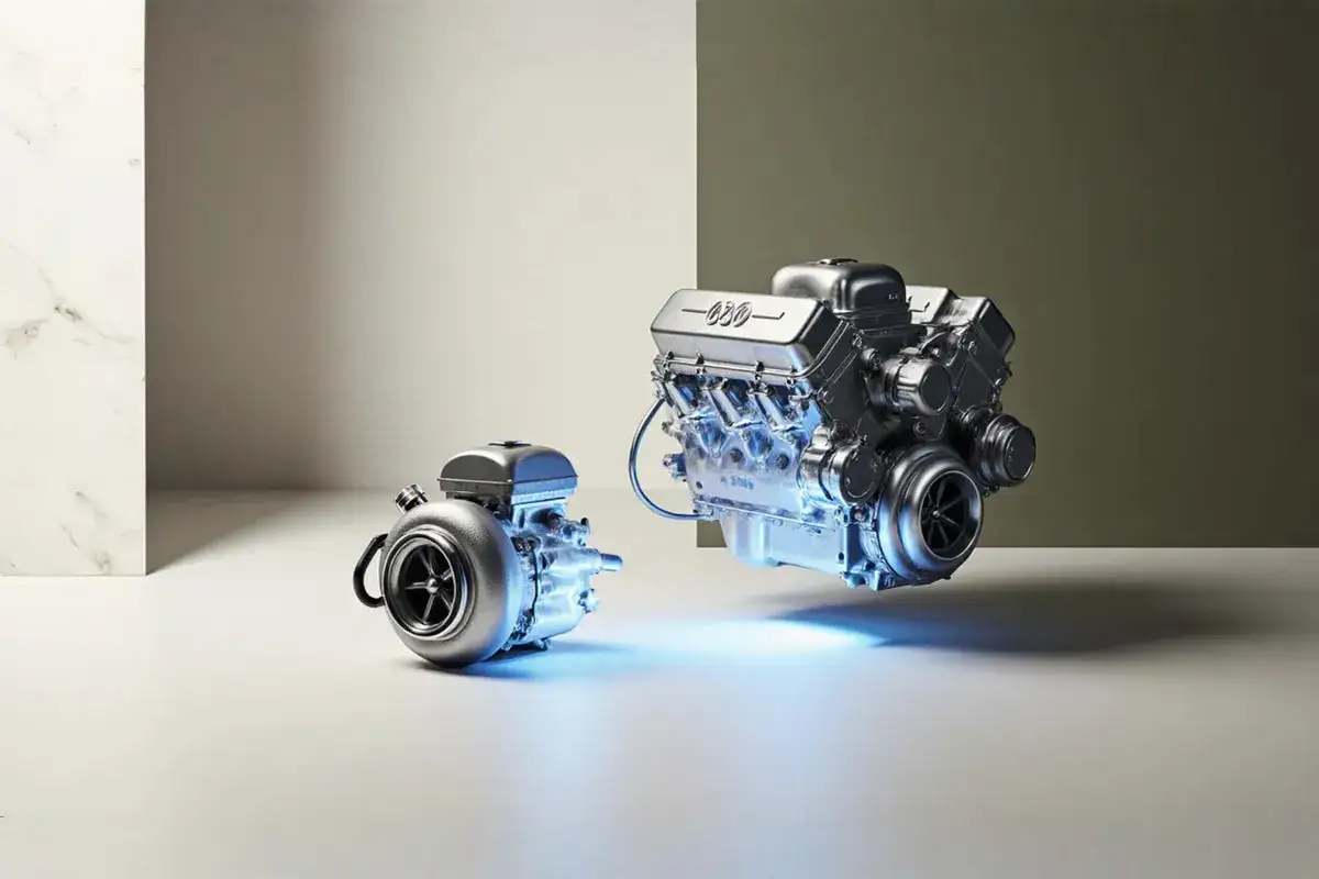 Silnik V8 i turbosprężarka. Downgrading co to? Mniejszy rozmiar, większa moc.