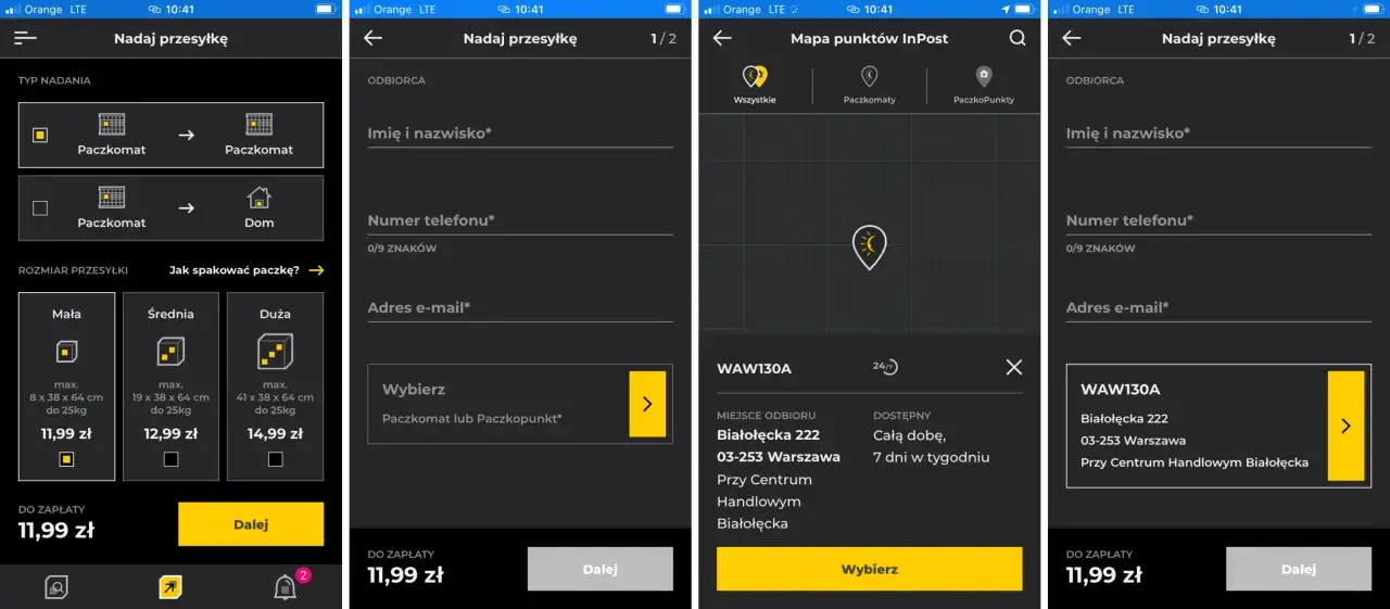 InPost Szybkie Nadania strona internetowa nadawanie paczki