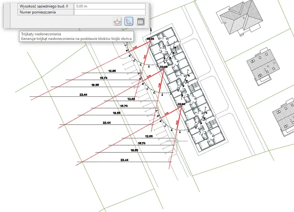 schemat nasłonecznienia pomieszczeń mieszkalnych