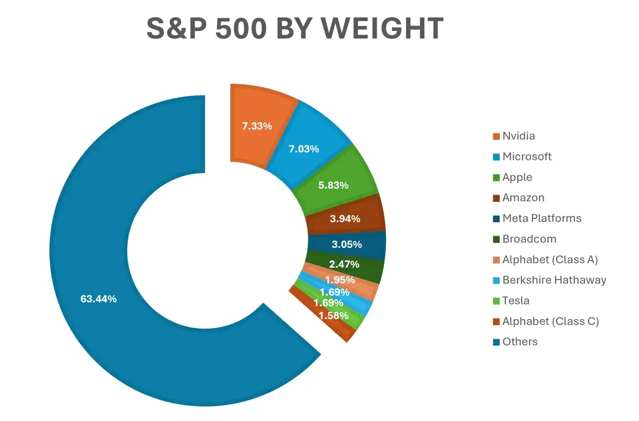 Wykres kołowy pokazuje, s&p 500 co to jest: 63,44% to