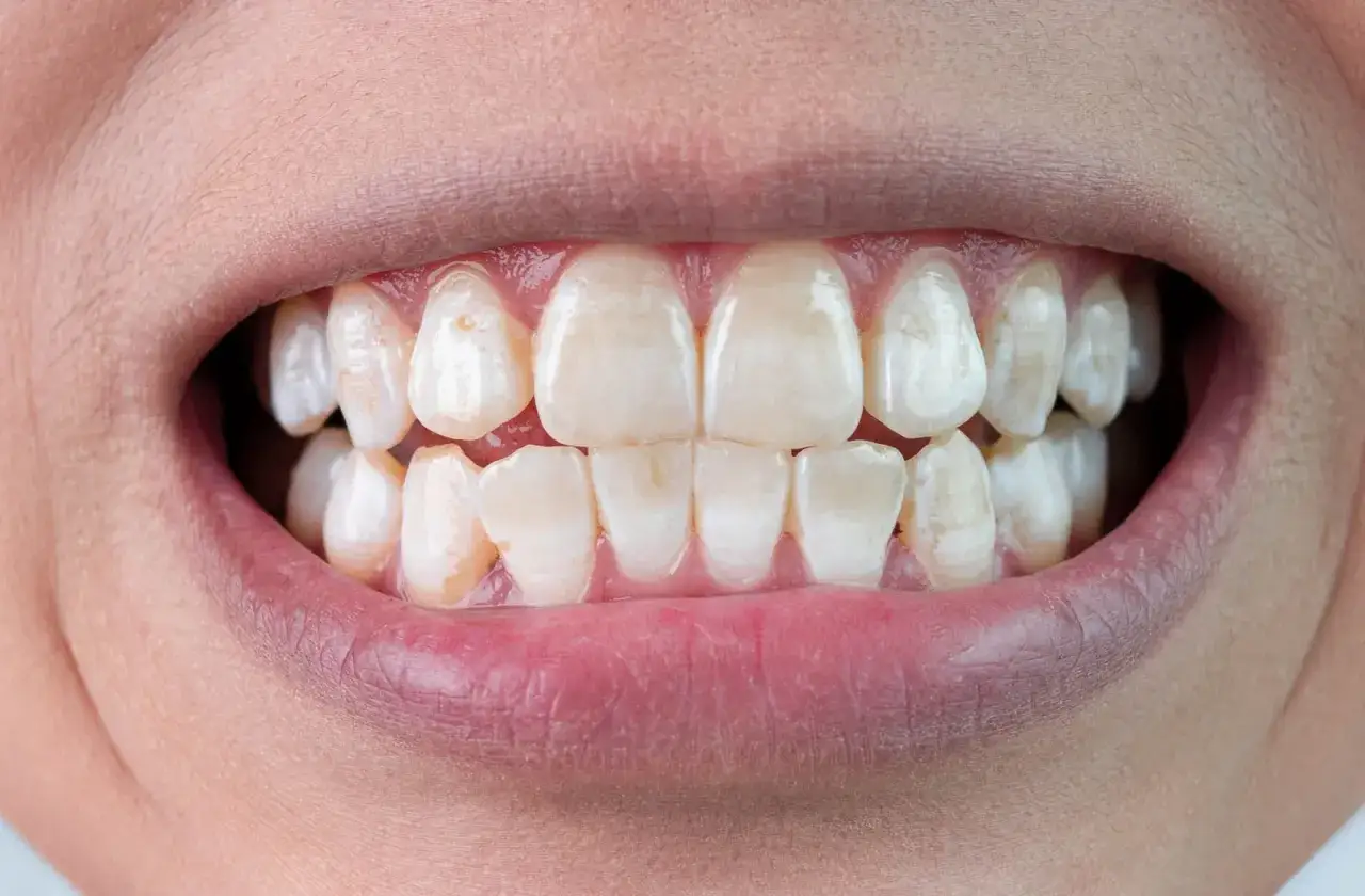 Uśmiech po zabiegu remineralizacji szkliwa u dentysty. Zęby są białe i zdrowe, gotowe na kolejne wyzwania.