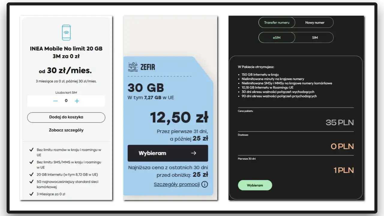 Oferty Play: 30 GB za 12,50 zł, 20 GB za 30 zł/mies. lub 150 GB za 35 zł. Sprawdź, ile trwa przeniesienie numeru do Play.