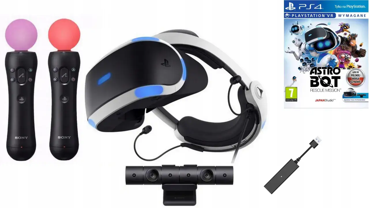 PSVR zestaw podłączony do PS4