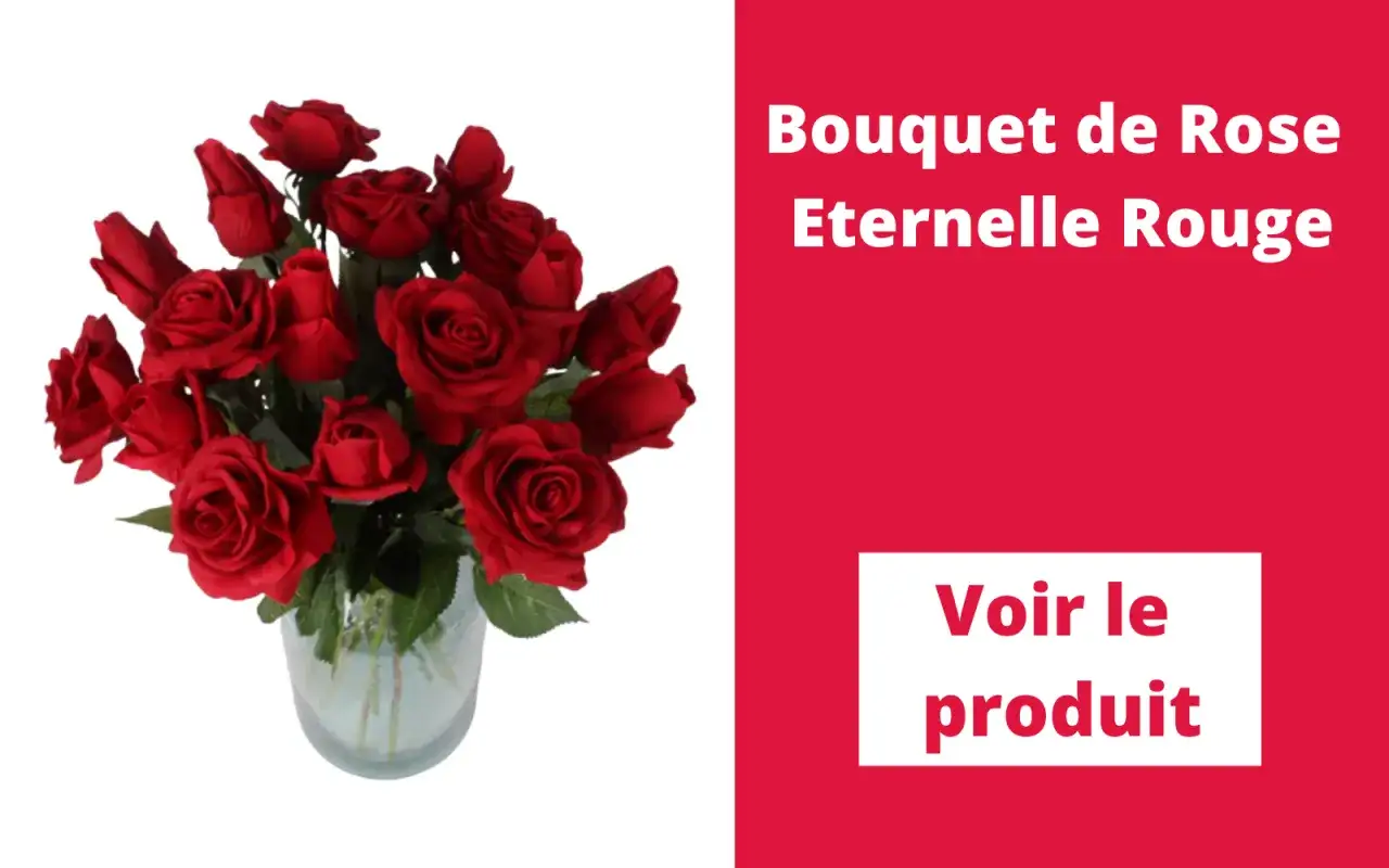 Un bouquet de roses éternelles rouges dans un vase. Combien de rose pour le pardon ? Un symbole d'amour et de réconciliation.