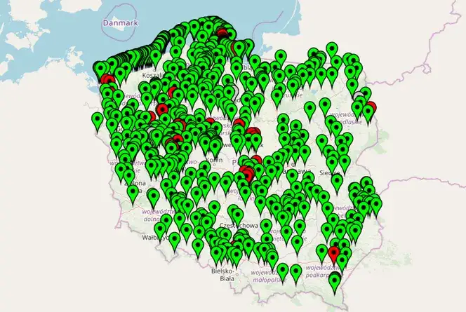Mapa zamkniętych kąpielisk GIS Polska