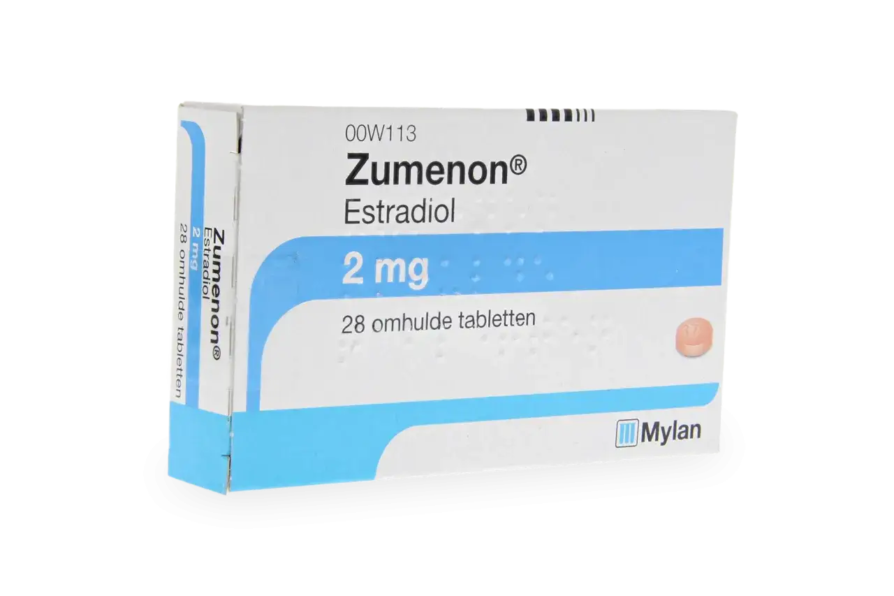 Opakowanie leku Zumenon z estradiolem 2 mg. Przed zastosowaniem warto zapoznać się z informacjami o estrofem skutki uboczne.
