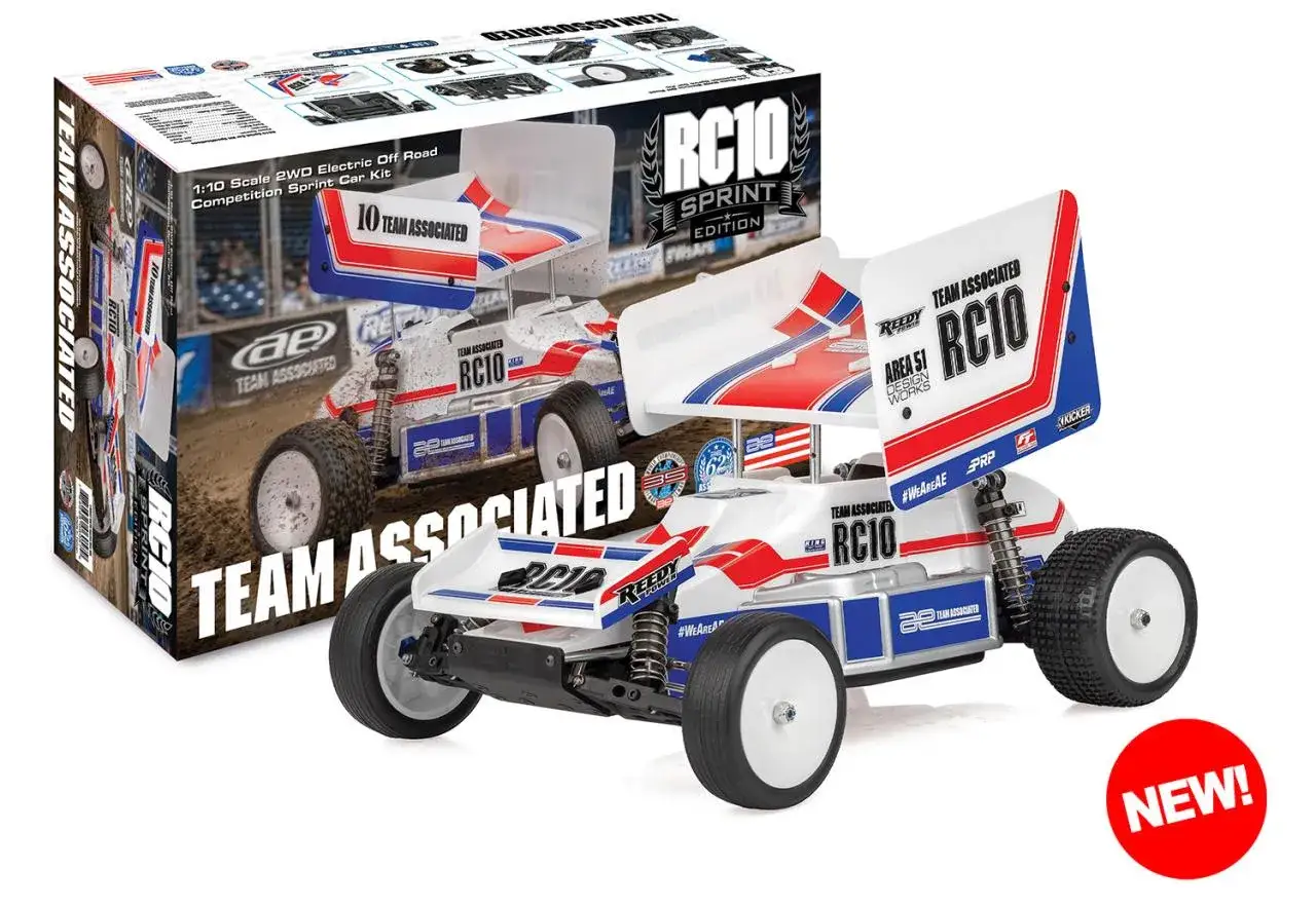 RC10 Sprint Edition von Team Associated. Ein ferngesteuertes Auto im Maßstab 1:10, bereit für den Rennsport.