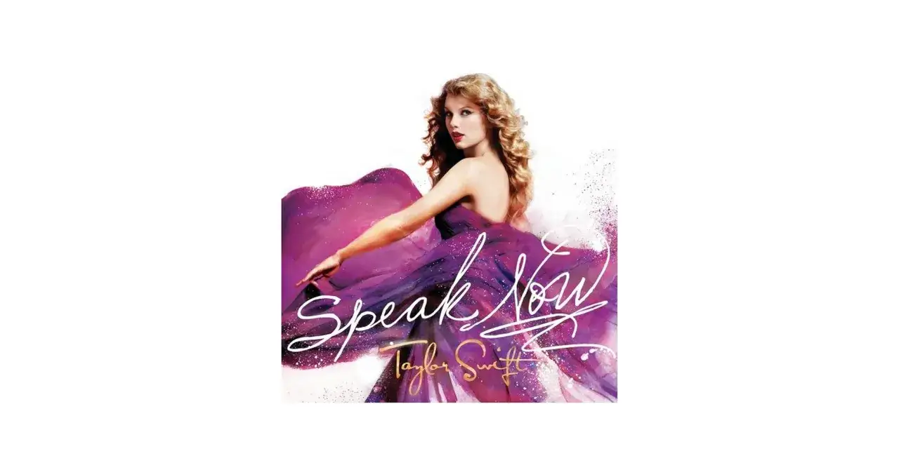 Taylor Swift w fioletowej sukni, okładka albumu 