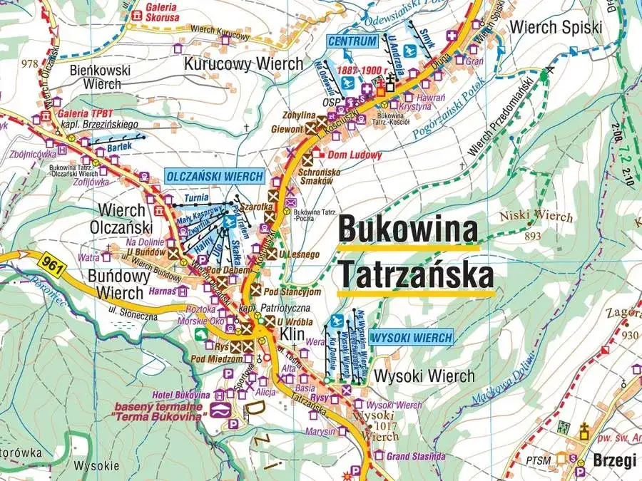 Mapa Bukowina Tatrzańska atrakcje okolica