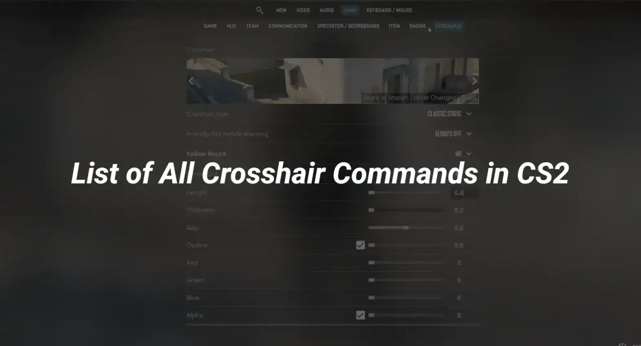 Ustawienia celowników CS: GO. Ekran pokazuje opcje dostosowania celownika, takie jak długość, grubość i kolor.