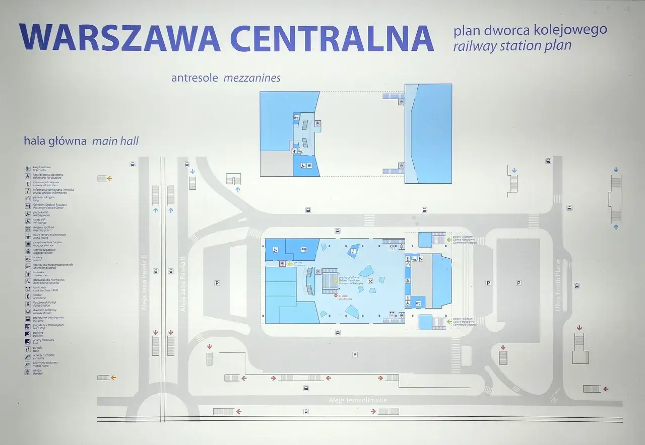 Mapa dojścia do przystanku Dworzec Centralny 06 z Dworca PKP Warszawa Centralna