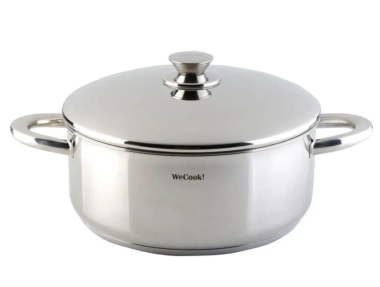 Pentola in acciaio inox lucido, con manici e coperchio. Ideale per chi cerca il meglio acciaio 18/0 o 18/10 per la propria cucina.