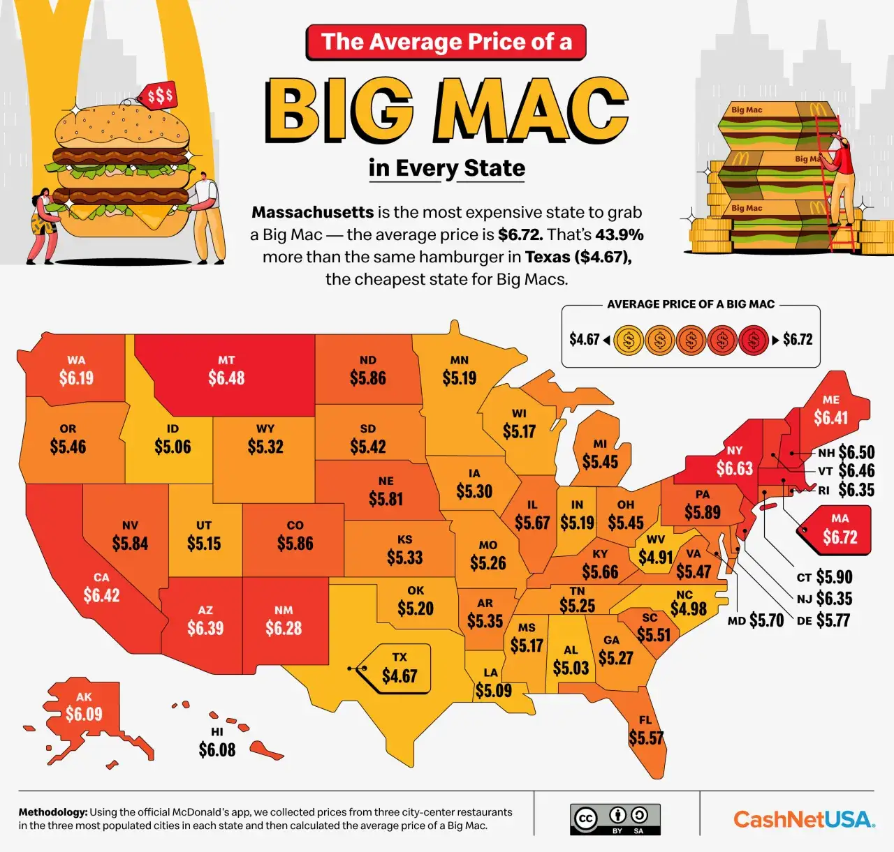 Mapa Polski ceny McDonald's miastach