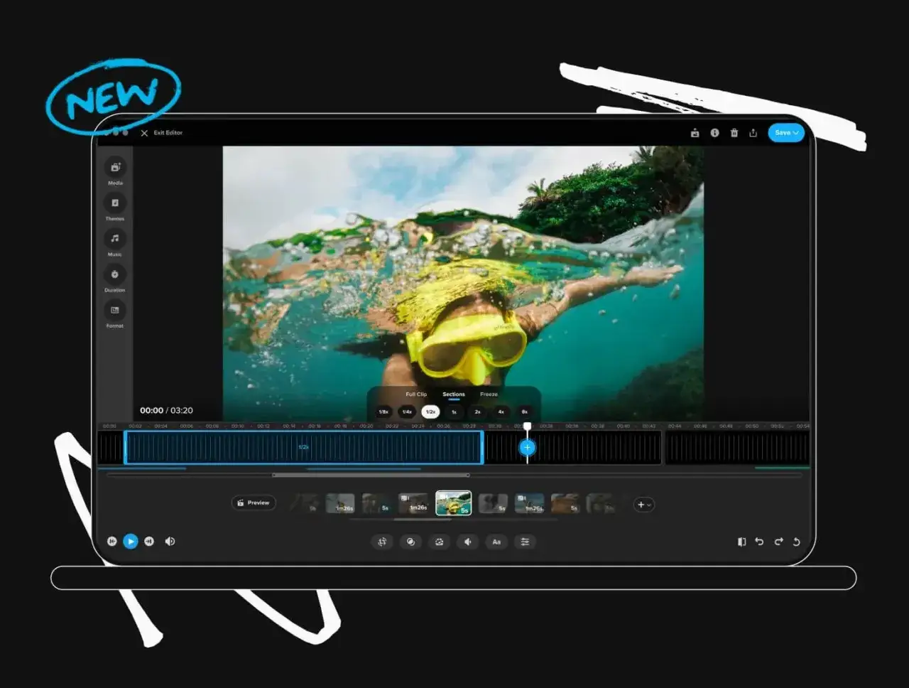 Edytor wideo GoPro pozwala na łatwe tworzenie filmów z podwodnych przygód.