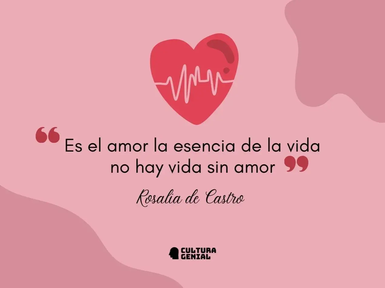 Coraz&oacute;n con electrocardiograma, cita de Rosal&iacute;a de Castro: 