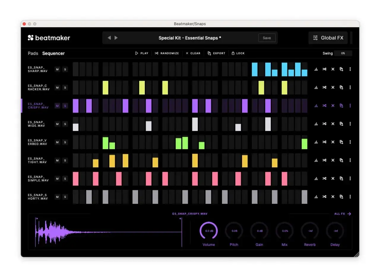 Beatmaker Sequencer: Erstelle deine eigenen Beats online. Bunte Bl&ouml;cke zeigen die programmierten Sounds.