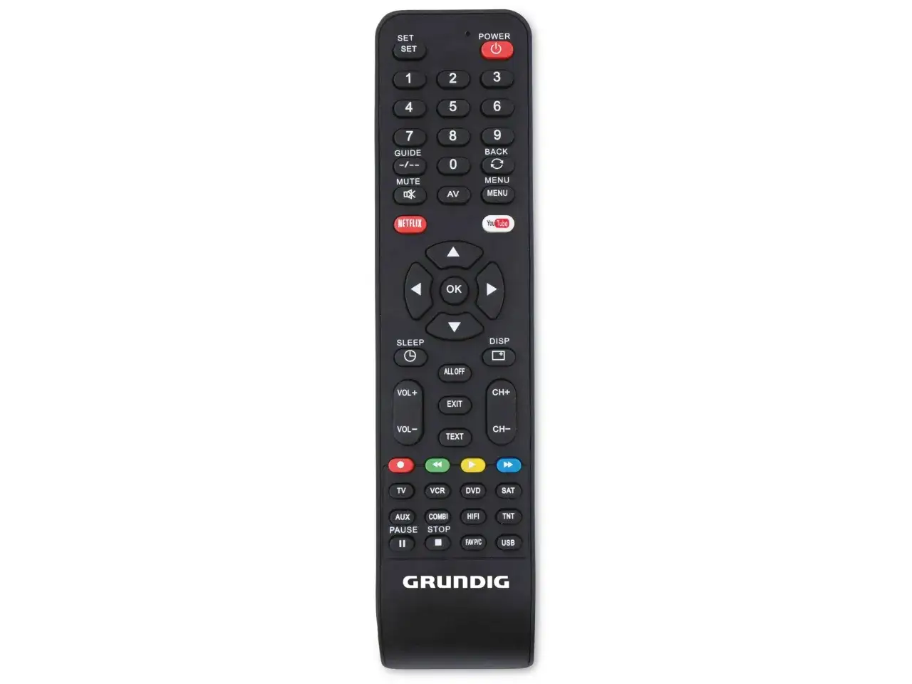 Tabliczka znamionowa telewizora Grundig, symbol pilota Grundig