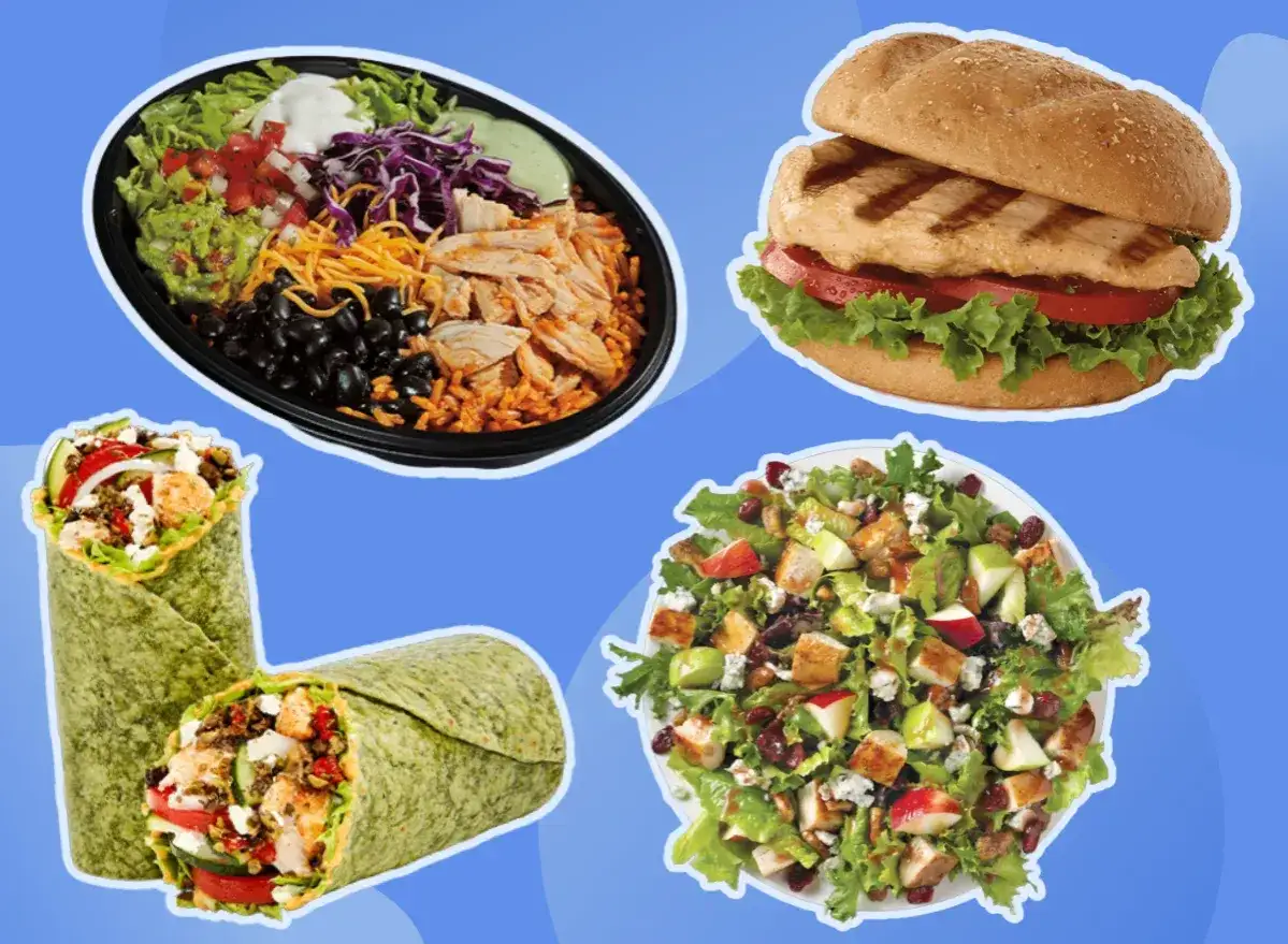 Nyttig snabbmat: kycklingwrap, salladssk&aring;l, kycklingmacka och en &auml;ppelsallad. Perfekt f&ouml;r en snabb och h&auml;lsosam lunch.