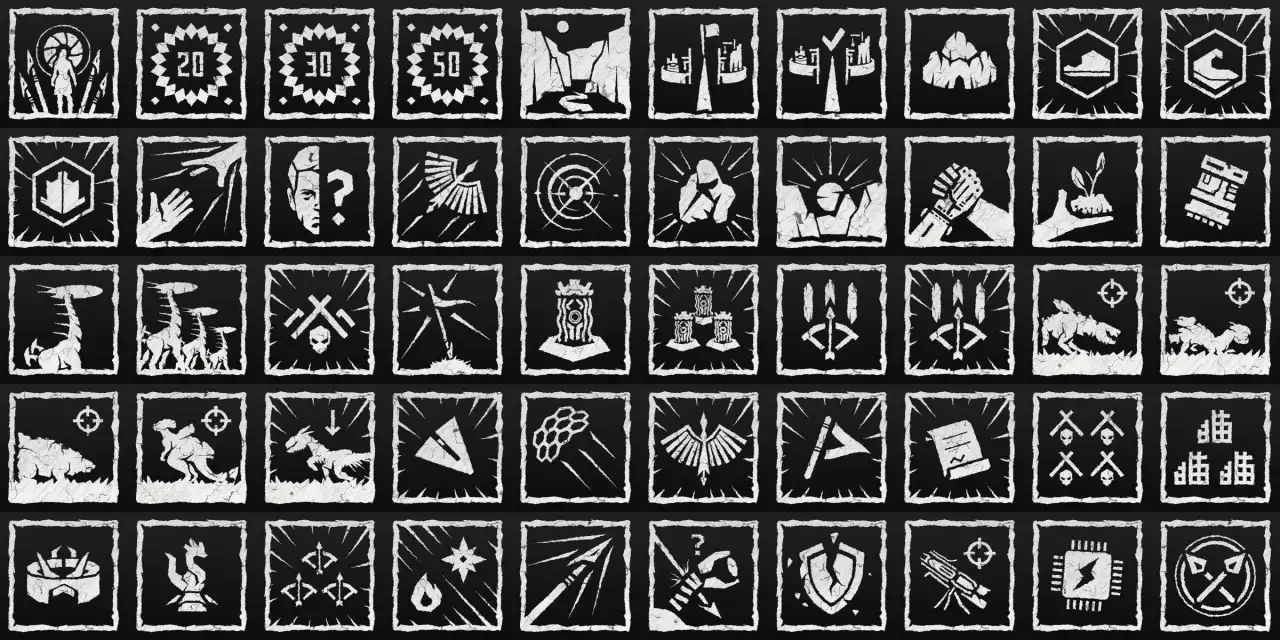 Iconos de trofeos de Horizon Forbidden West: números, máquinas, armas y logros.