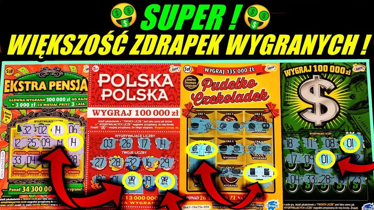 różne rodzaje zdrapek lotto po 5 zł