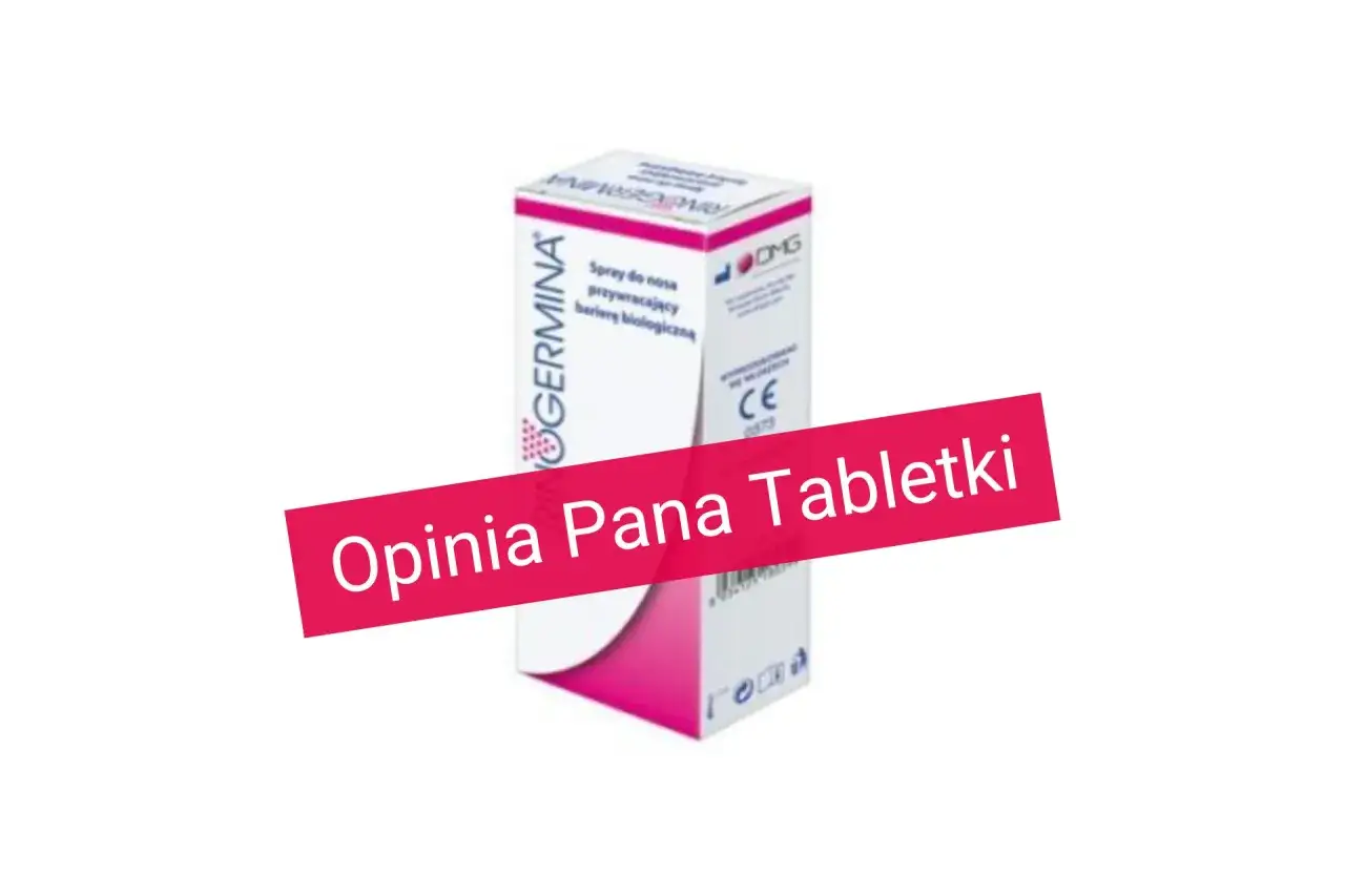 Opakowanie sprayu do nosa Rinogermina z napisem