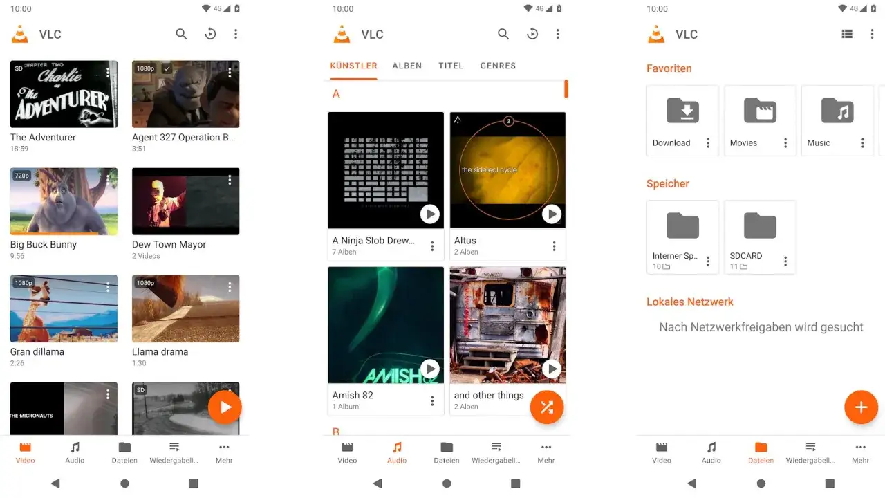 Ekran VLC z filmami i muzyką. Możesz tu łatwo zarządzać plikami i dowiedzieć się, jak zrobić zdjęcie z filmiku.