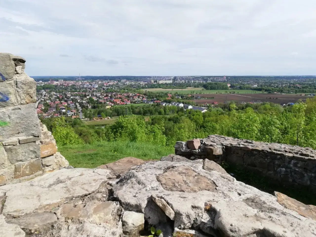 Ruiny zamku Tarnowskich G&oacute;ra Świętego Marcina widok