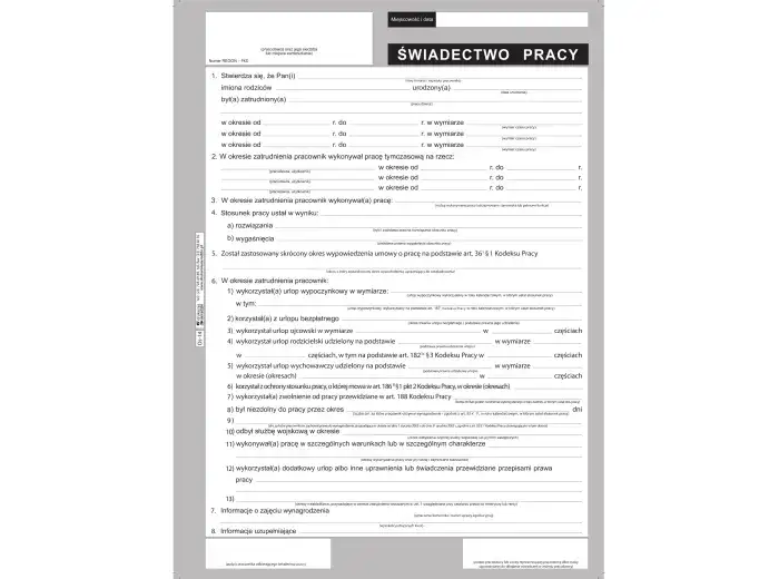 świadectwo szkolne do pracy dokumenty