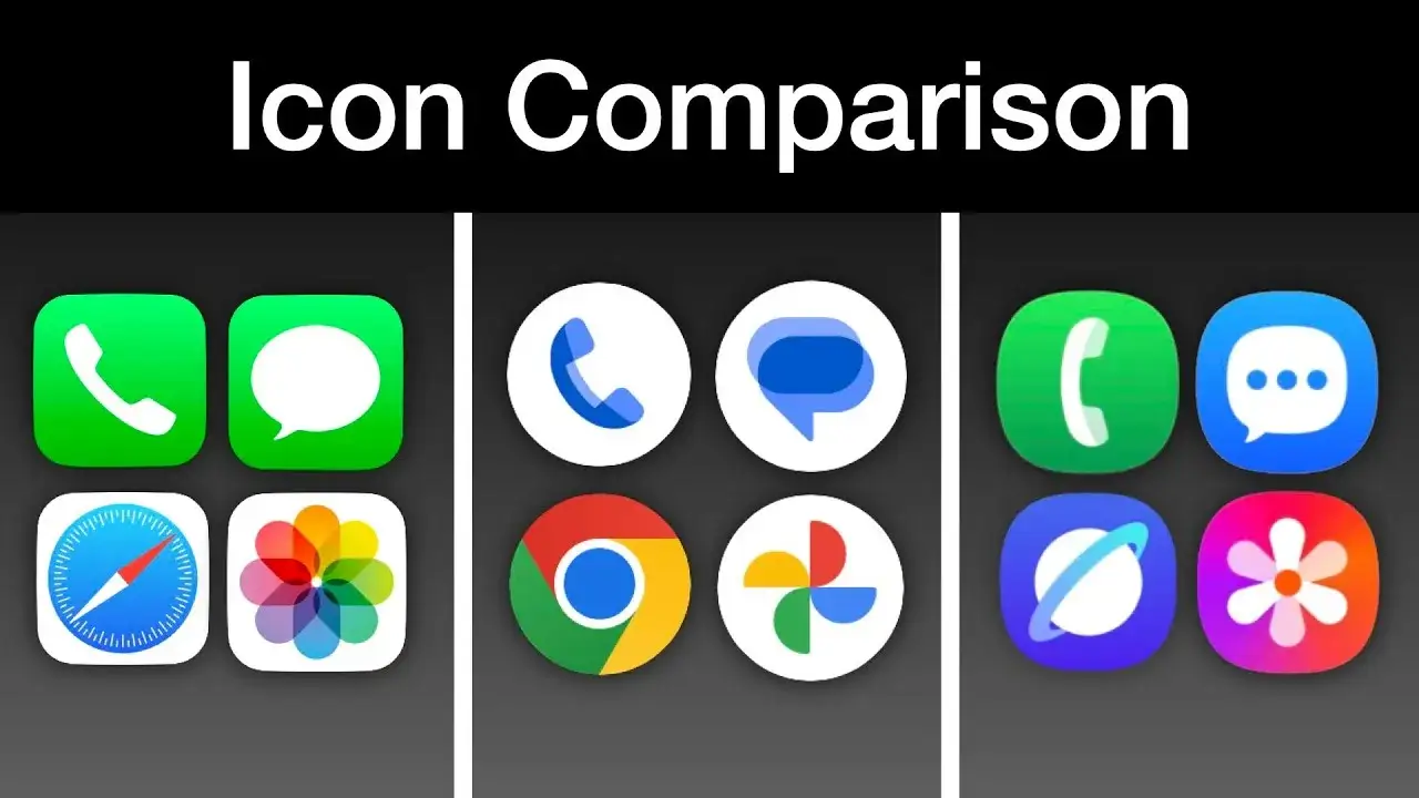 Porównanie ikon iOS i Android