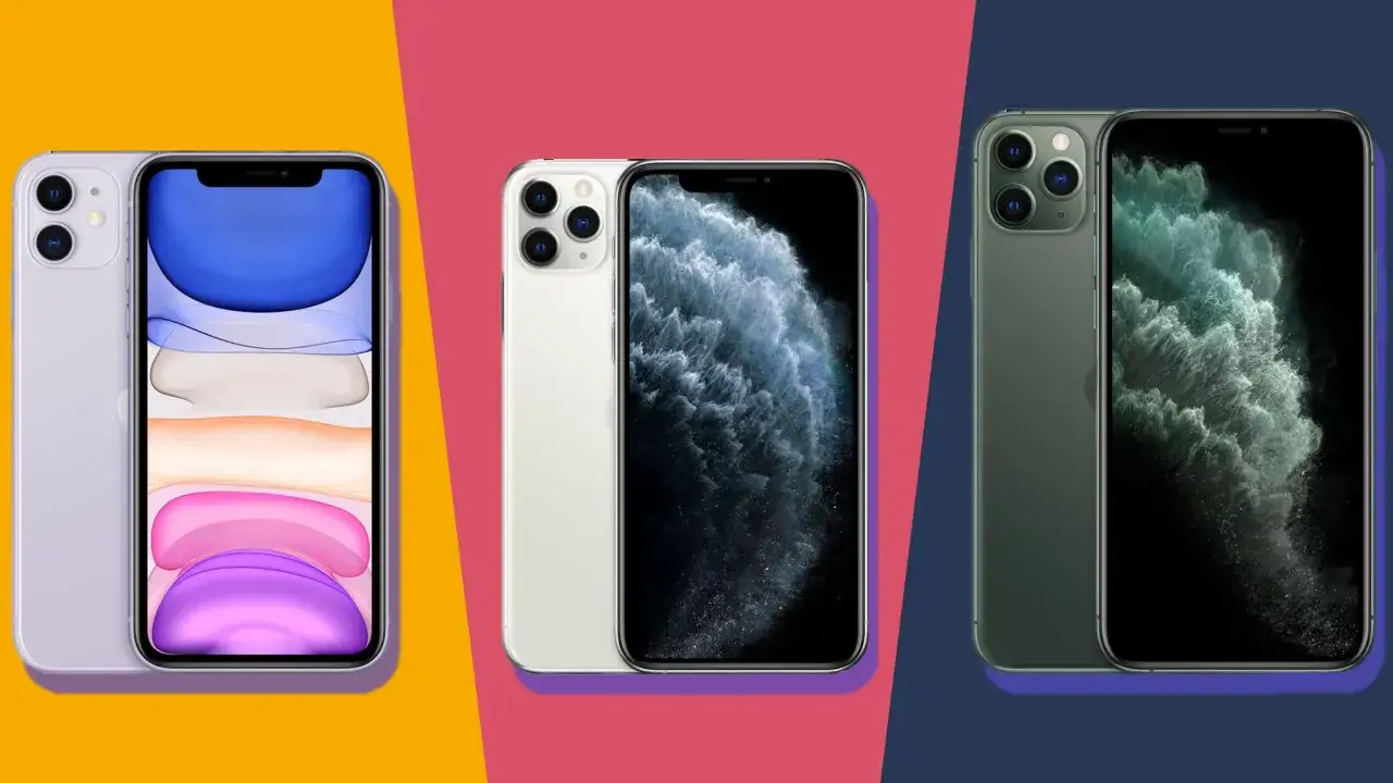 Trzy modele iPhone 11 w różnych kolorach: fioletowy, biały i zielony. Szukasz, gdzie iPhone 11 najtaniej?